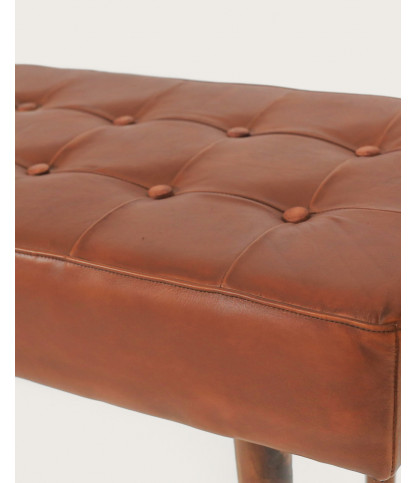 Khalari - Tufted Brown Leather Bench