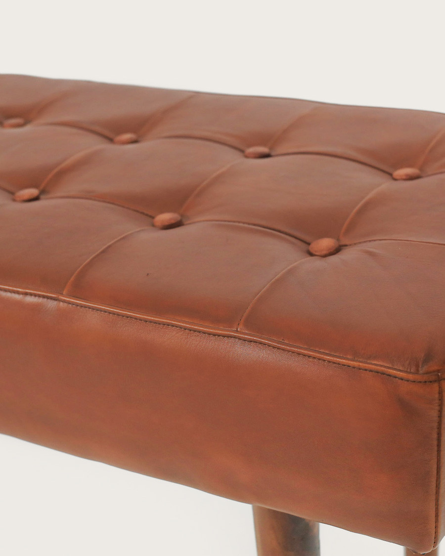 Khalari - Tufted Brown Leather Bench