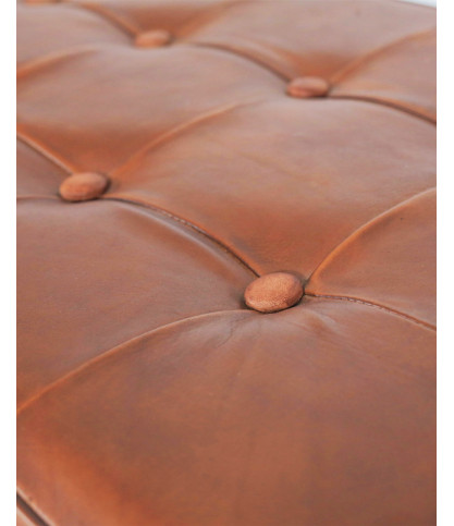 Khalari - Tufted Brown Leather Bench