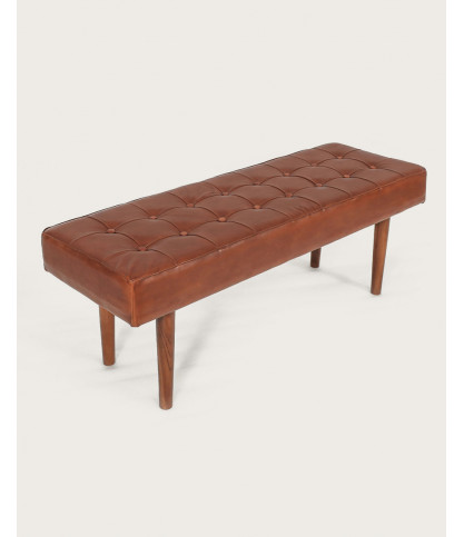 Khalari - Tufted Brown Leather Bench