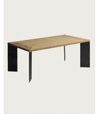 Loft - Industrial teak and metal dining table L180 cm 8 people.