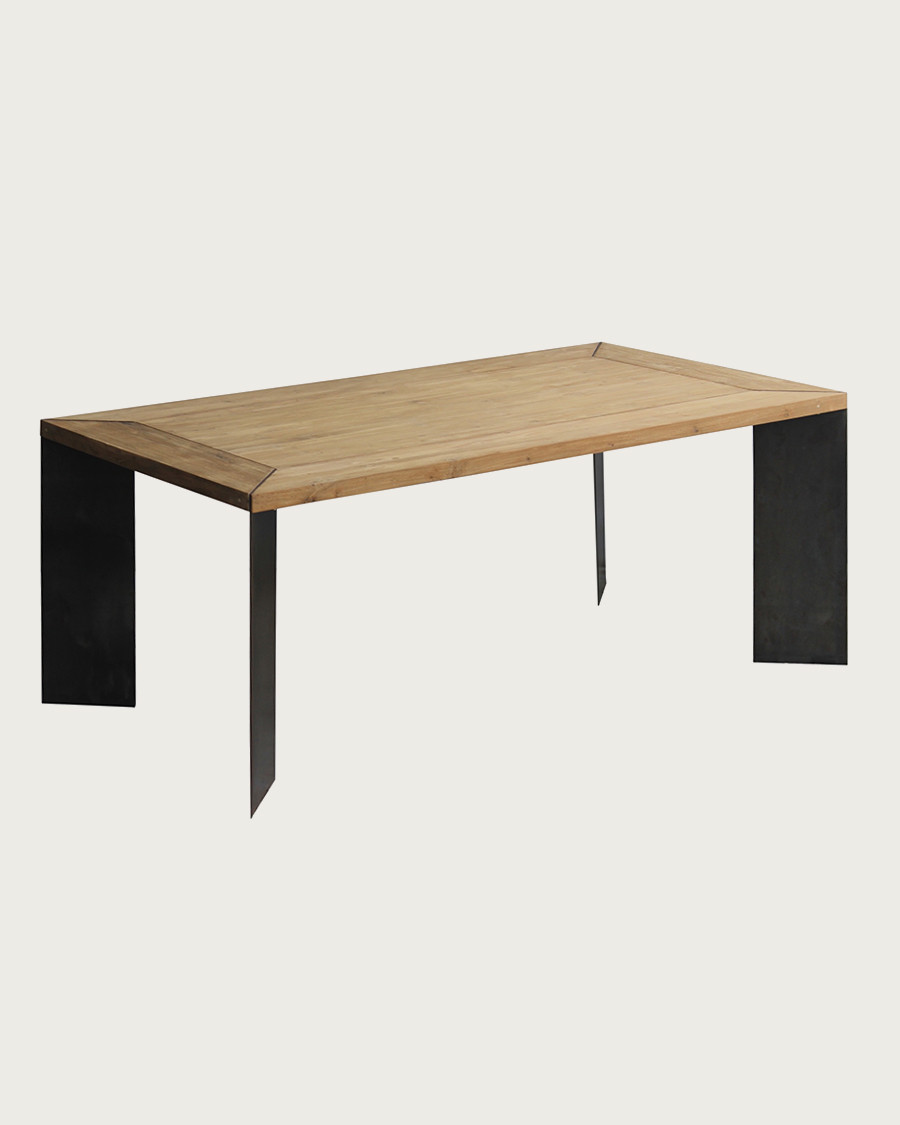Loft - Industrial teak and metal dining table L180 cm 8 people.