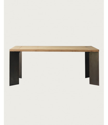 Loft - Industrial teak and metal dining table L180 cm 8 people.