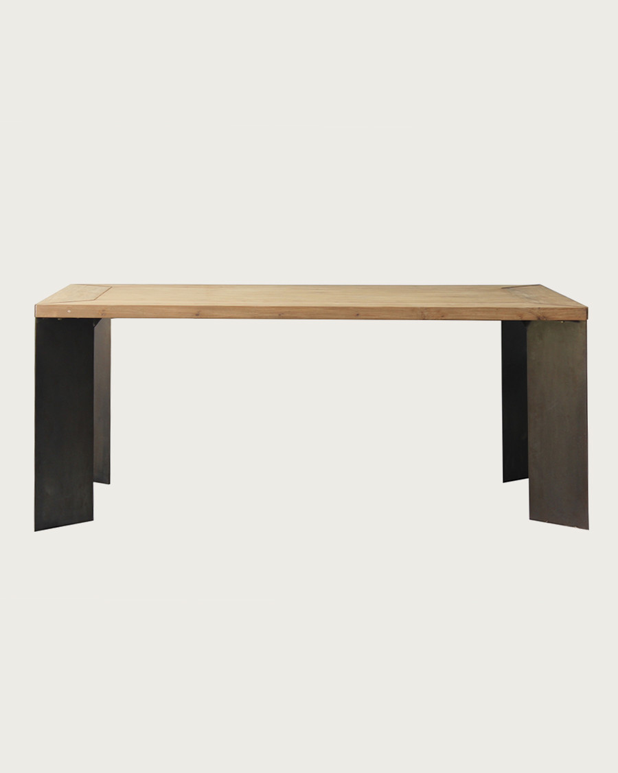 Loft - Industrial teak and metal dining table L180 cm 8 people.