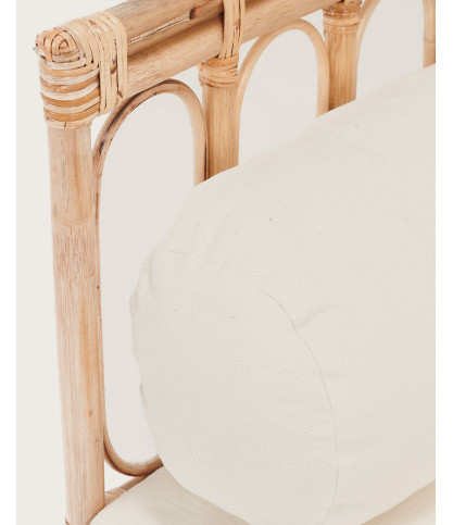 Cassandra - 4-seater rattan sofa with white cushions