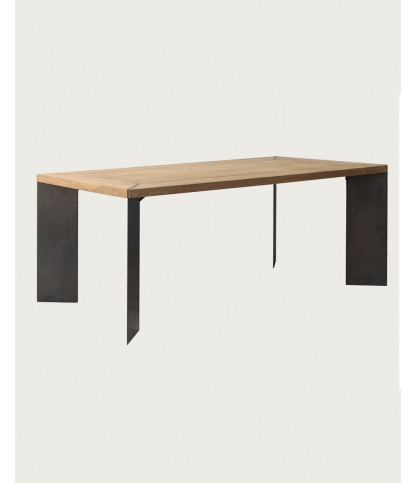 Loft - Industrial teak and metal dining table L180 cm 8 people.