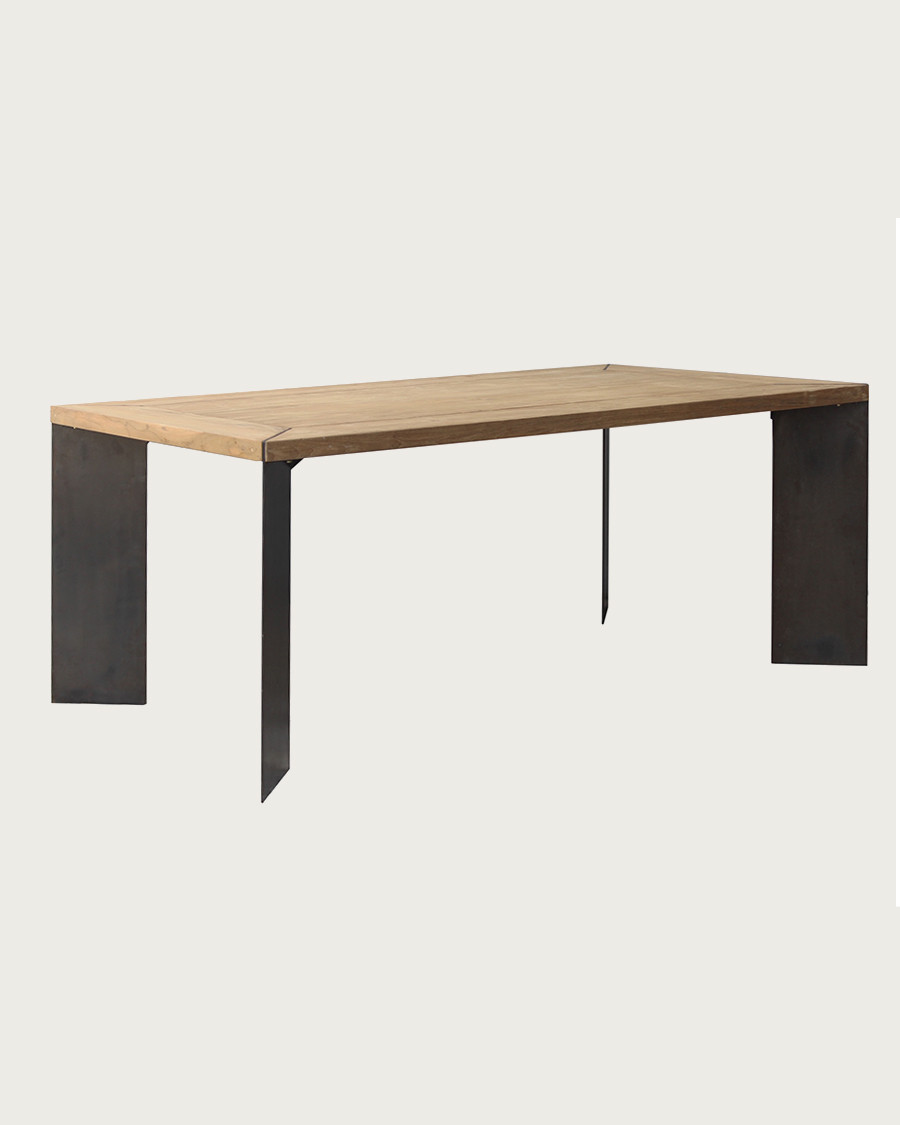 Loft - Industrial teak and metal dining table L180 cm 8 people.
