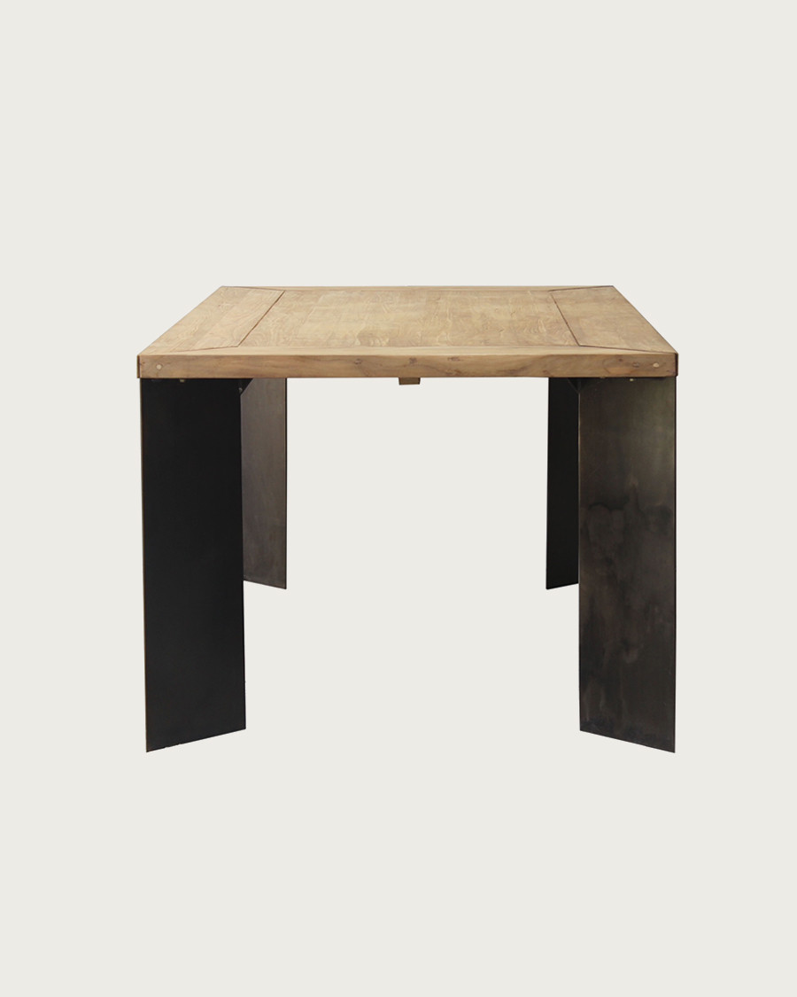 Loft - Industrial teak and metal dining table L180 cm 8 people.