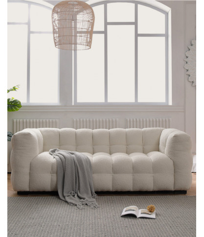 Alto - Canapé 3 places en tissu bouclé blanc