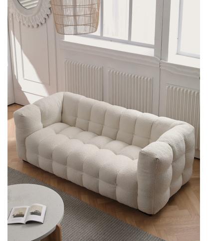 Alto - Canapé 3 places en tissu bouclé blanc