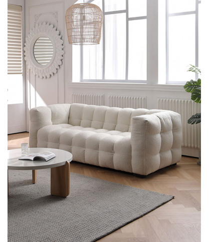 Alto - Canapé 3 places en tissu bouclé blanc