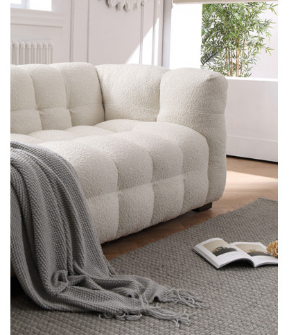 Alto - Canapé 3 places en tissu bouclé blanc