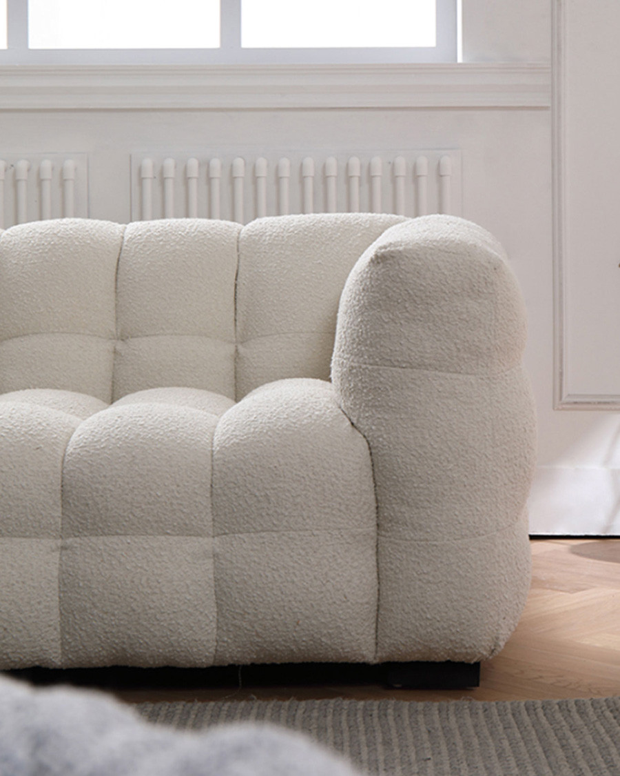 Alto - Canapé 3 places en tissu bouclé blanc