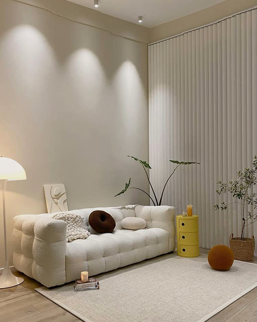 Alto - Canapé 3 places en tissu bouclé blanc