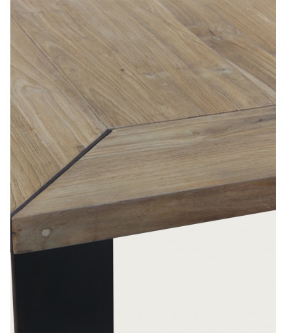 Loft - Industrial teak and metal dining table L180 cm 8 people.