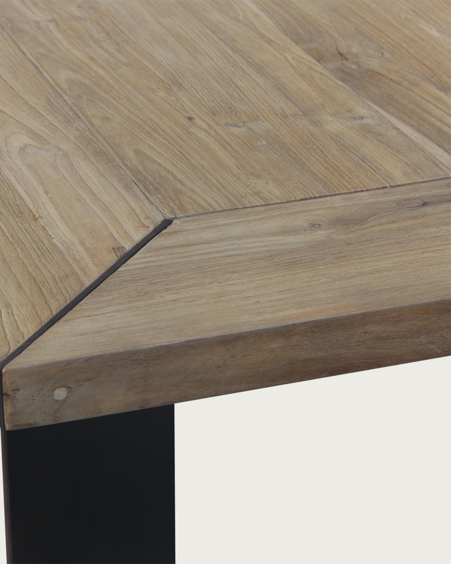 Loft - Table repas industrielle en teck et métal L180 cm 8 pers.