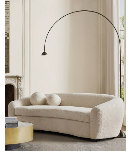 Curve – runde 3-Sitzer-Sofa aus cremefarbenem Bouclé-Stoff