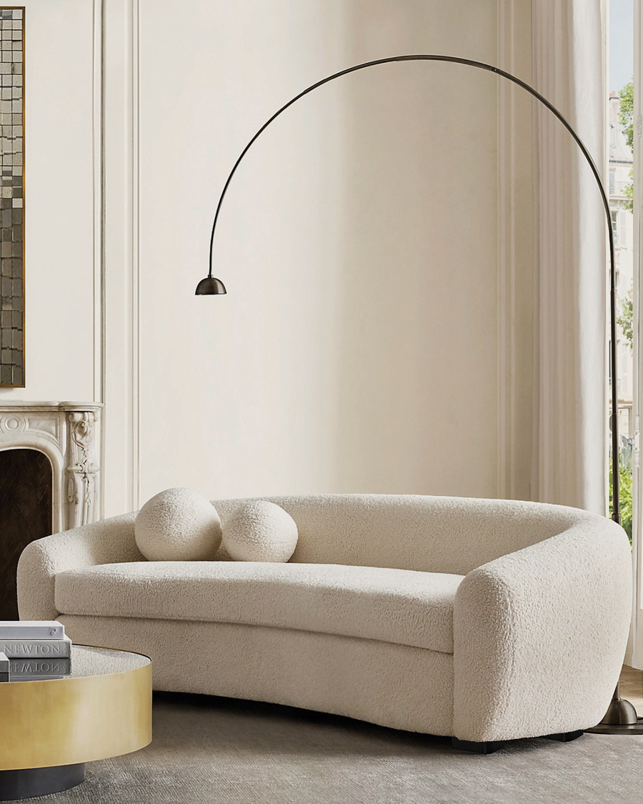 Curve - 3-seater rounded sofa in cream bouclé fabric