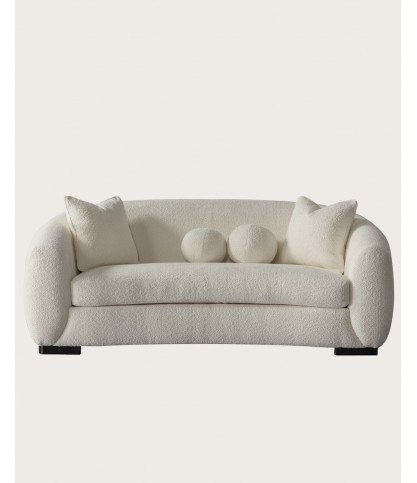 Curve - 3-seater rounded sofa in cream bouclé fabric