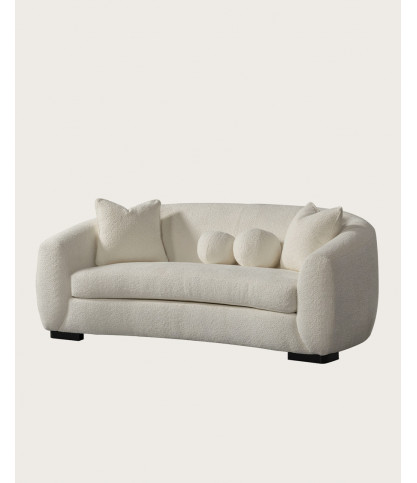 Curve – runde 3-Sitzer-Sofa aus cremefarbenem Bouclé-Stoff