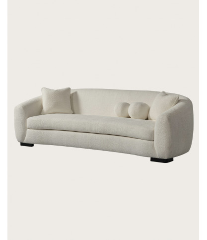Curve - Canapé arrondi 3 places en tissu bouclé blanc