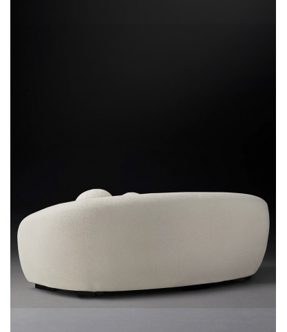 Curve - Canapé arrondi 3 places en tissu bouclé blanc