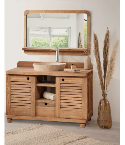 Eclipse - Solid teak bathroom cabinet