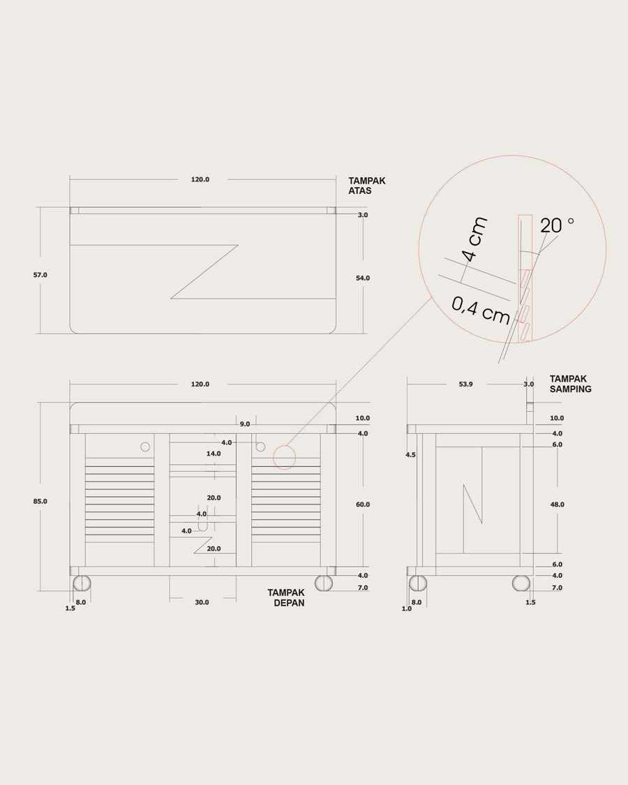 Eclipse - Meuble de salle de bain en teck massif 120 cm