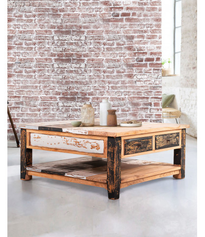 Esha - Quadratischer Couchtisch aus massivem Teakholz