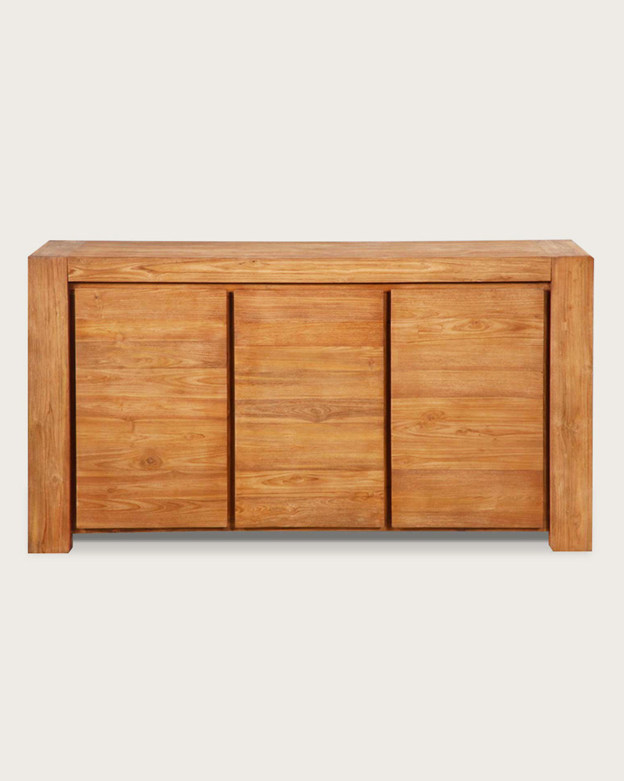 Kutaya - Aparador de teca maciza de 3 puertas