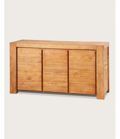 Kutaya - Aparador de teca maciza de 3 puertas
