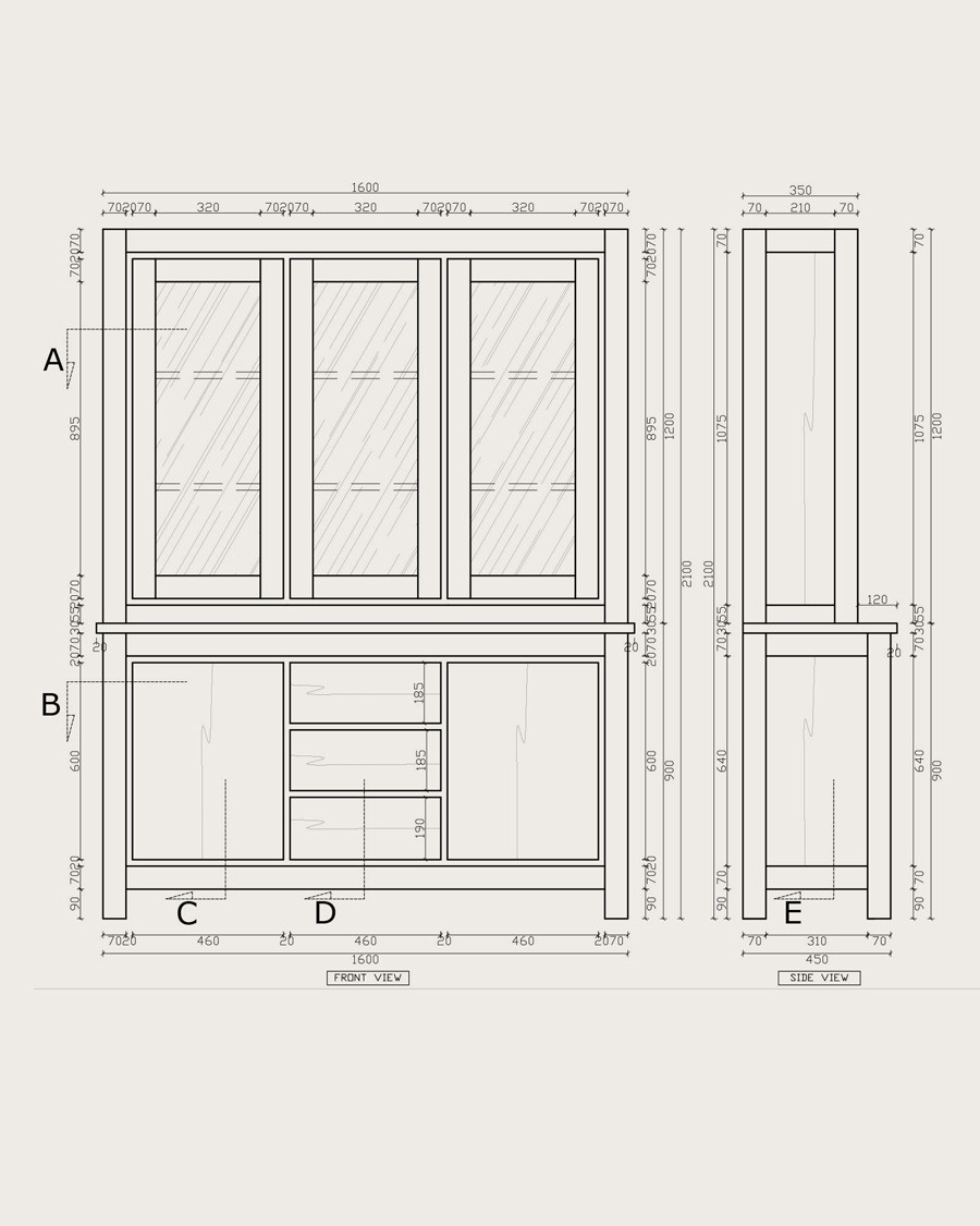 Karna - Solid teak 2-piece bookcase