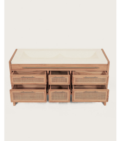 Sahara - Mueble de baño beige teca y terrazo 145 cm