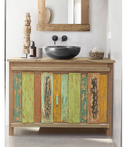 Antik - Mueble bajo lavabo de teca de barco reciclada