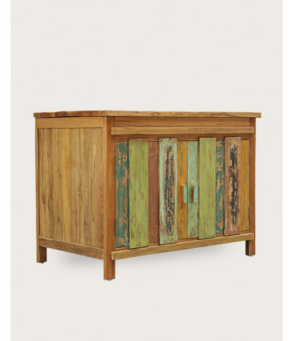 Antik - Meuble sous vasque en teck de bateau recyclé 120 cm