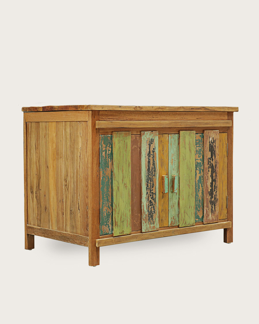 Antik - Meuble sous vasque en teck de bateau recyclé 120 cm