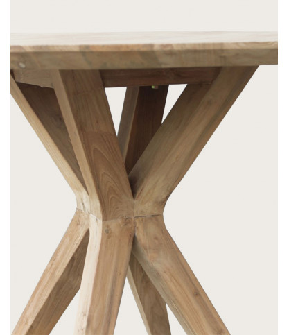 Amelia – Runder Esstisch aus massivem Teakholz, Durchmesser 110 cm, für 4–6 Personen