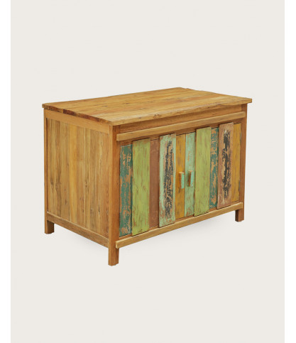Antik - Meuble sous vasque en teck de bateau recyclé 120 cm