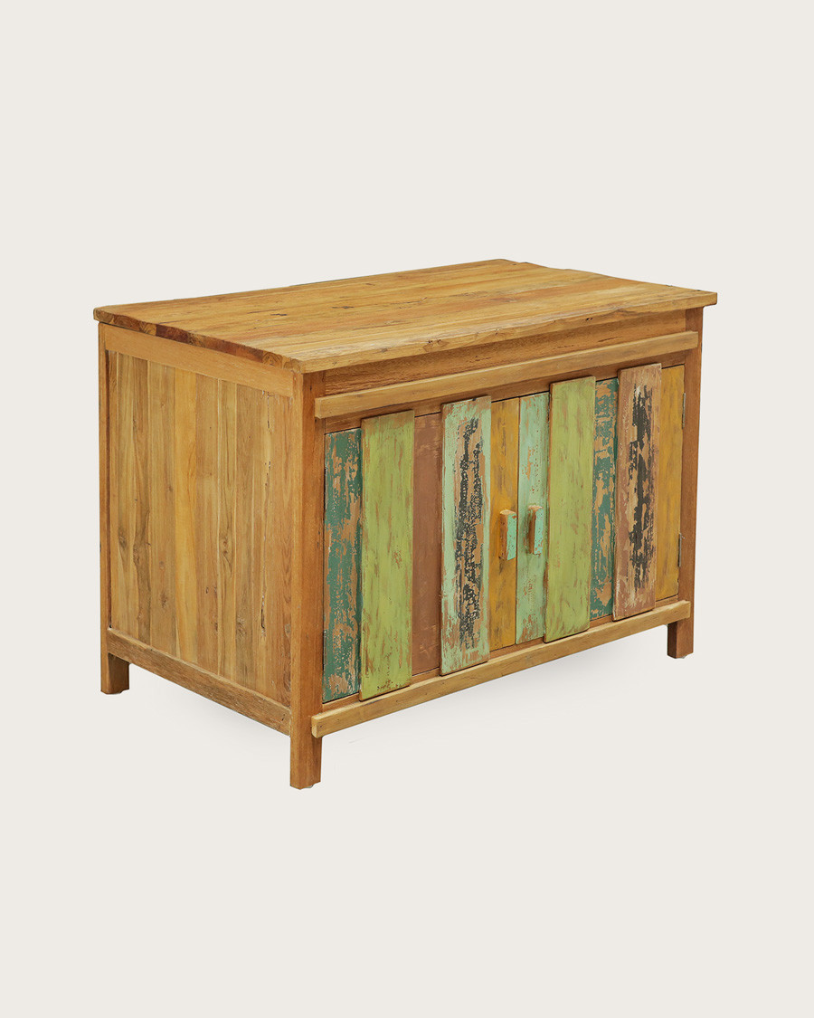 Antik - Meuble sous vasque en teck de bateau recyclé 120 cm