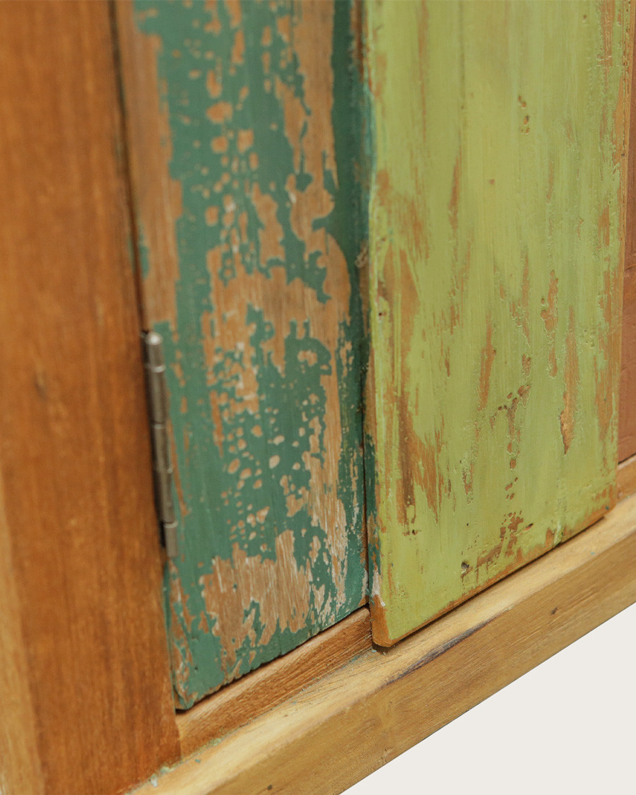 Antik - Waschtischunterschrank aus recyceltem Bootsteakholz