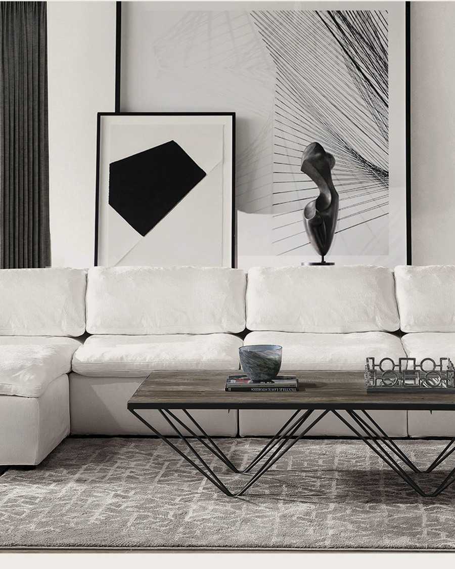 Cloud White - Modular corner sofa in white linen