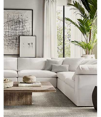 Cloud White - Modular corner sofa in white linen