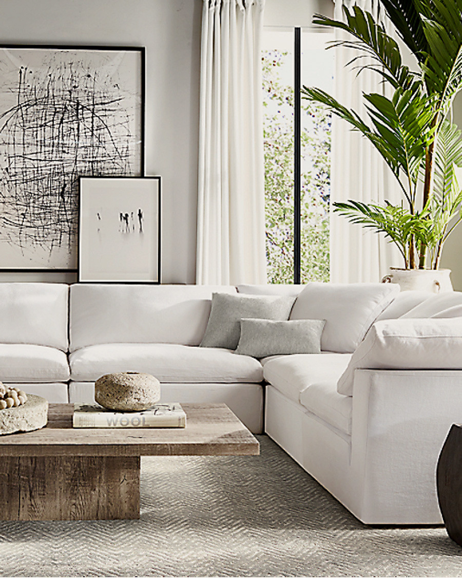 Cloud - Modular corner sofa in white linen