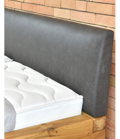 Bakara - Letto con trave in legno massello di abete e metallo nero, 160 cm
