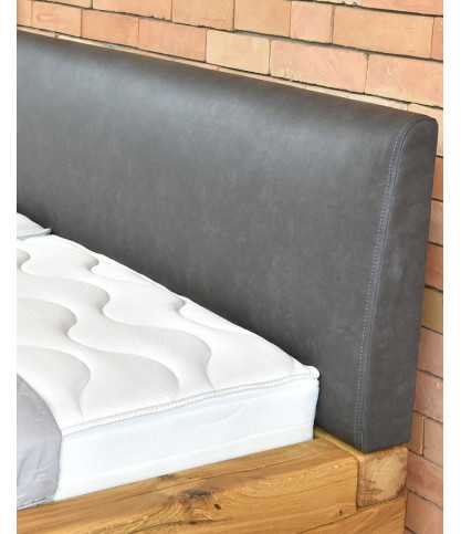 Bakara - Lit poutre en bois massif d'épicéa et métal noir, couchage 160 cm