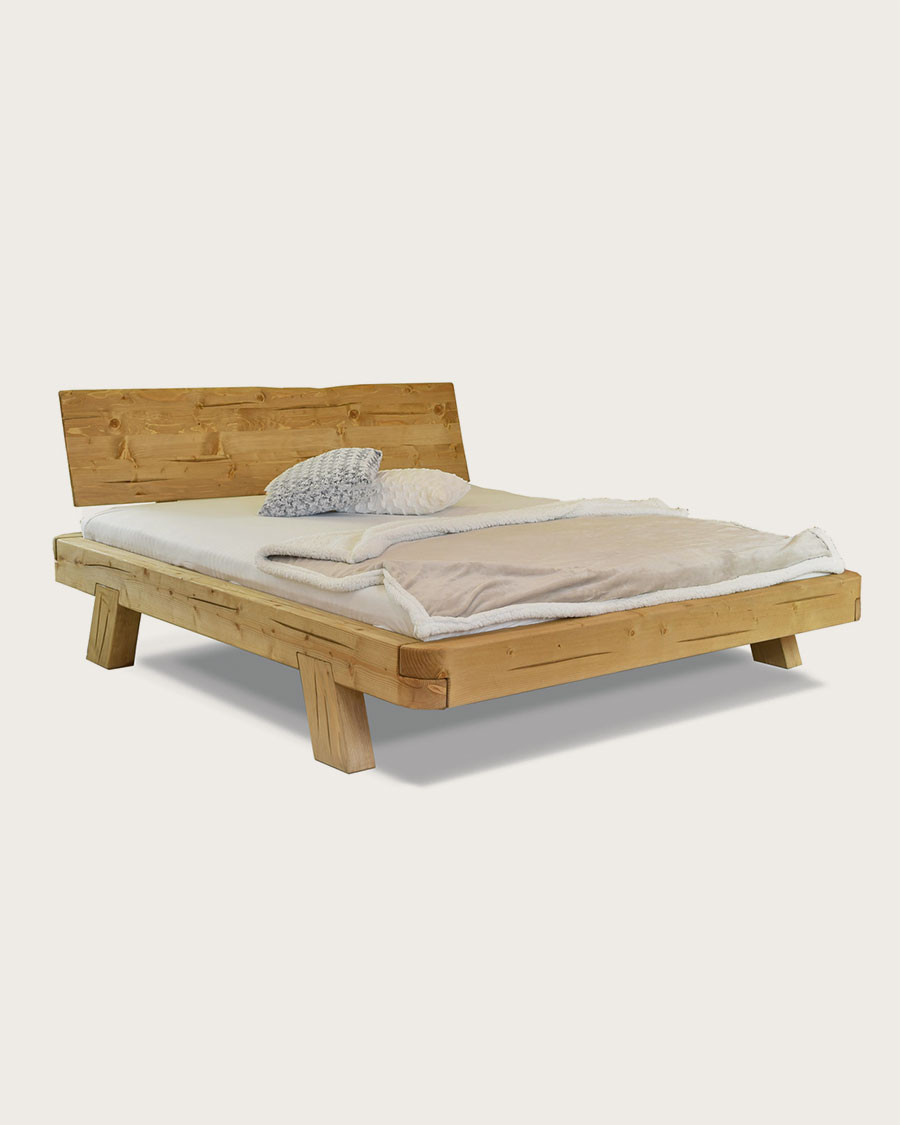 Nalia - Solid spruce wood beam bed 180 CM