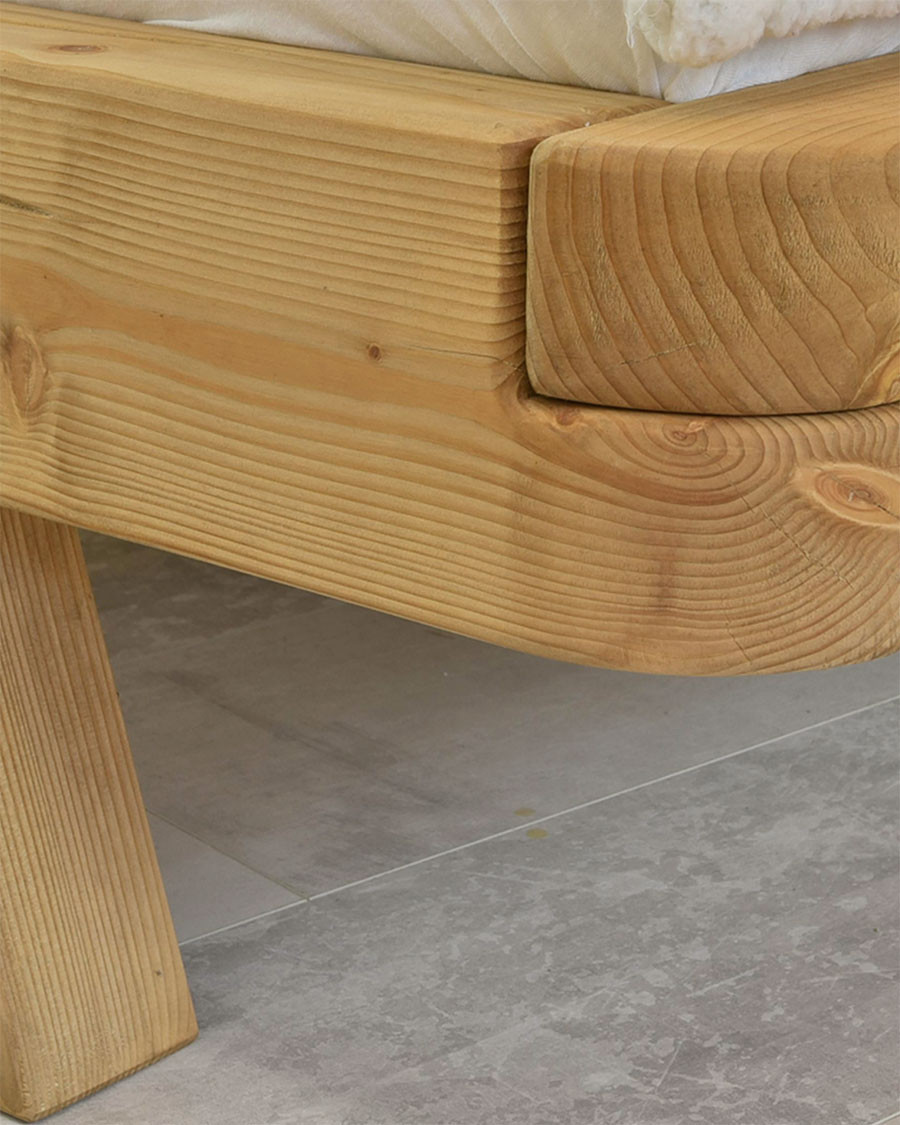 Nalia - Letto con trave in legno massello di abete rosso, 180 cm