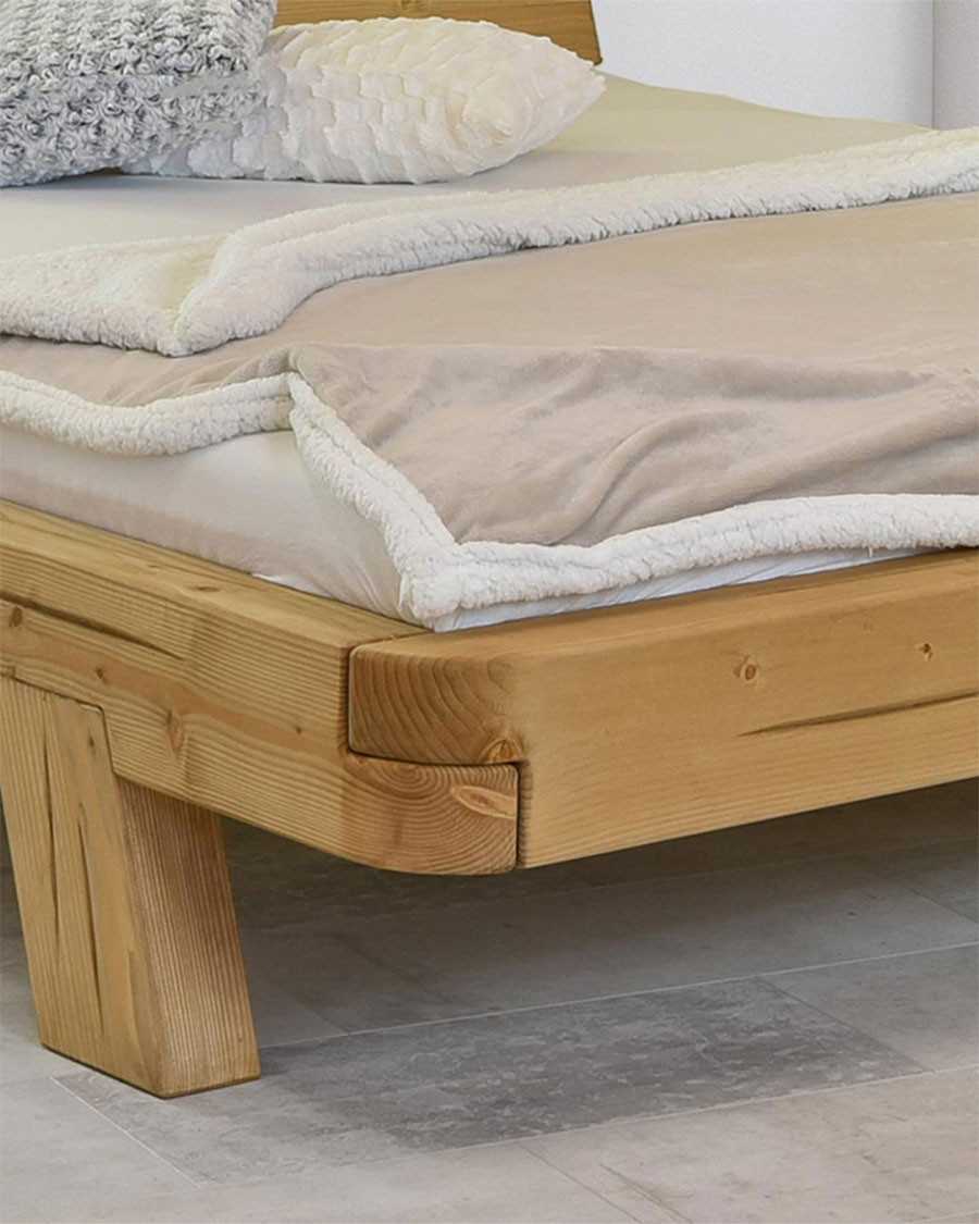 Nalia - Lit poutre en bois massif d'épicéa, couchage 180 cm