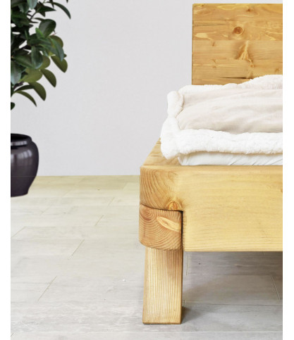 Nalia - Letto con trave in legno massello di abete rosso, 180 cm