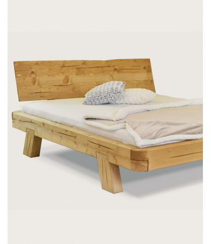 Nalia - Letto con trave in legno massello di abete rosso, 180 cm